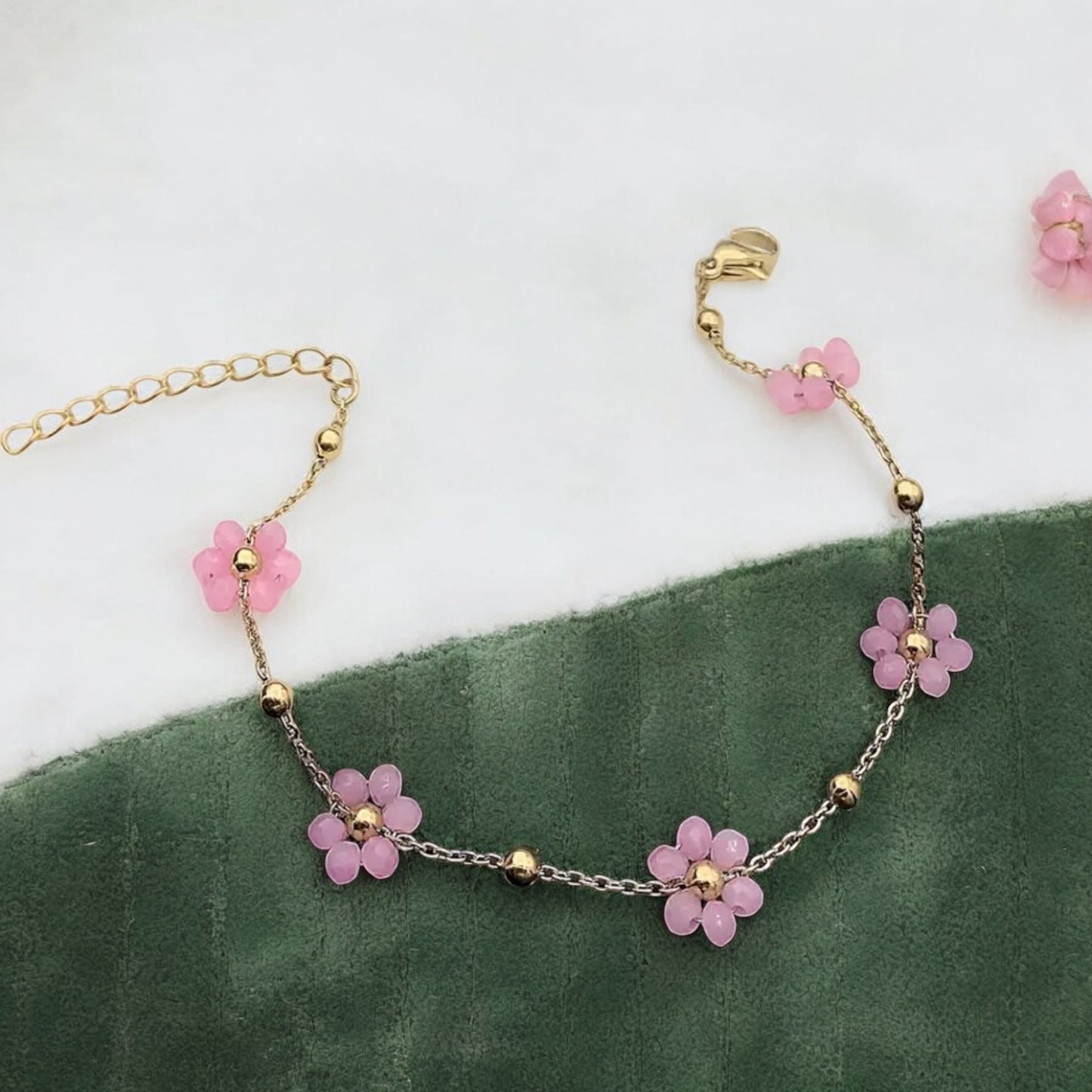 Pink Flower Armband